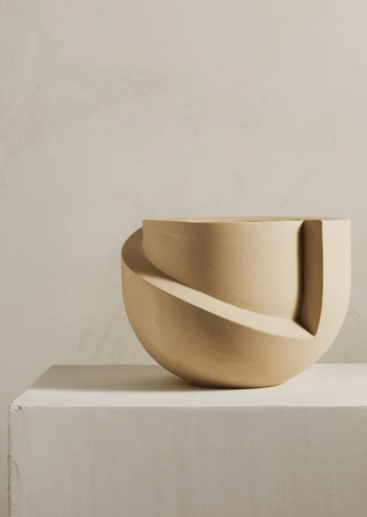 Matte Ceramic Tabletop Plant Pot in Sand at Afloral