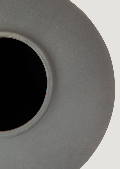 Close-up of the Smokey Slate Clay Table Vase