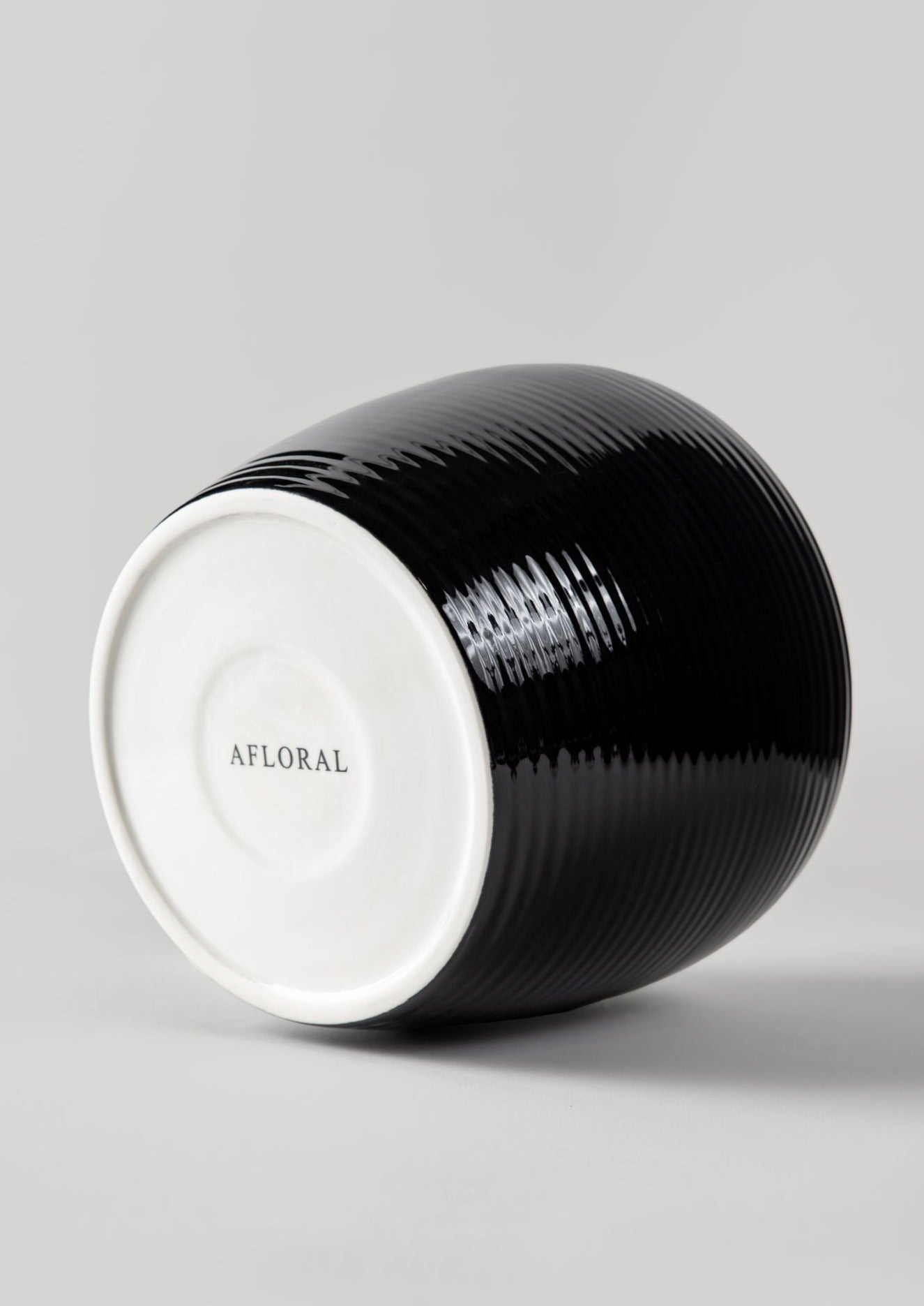 Bottom of the Ribbed Stoneware Vase in Noir Exclusive at Afloral