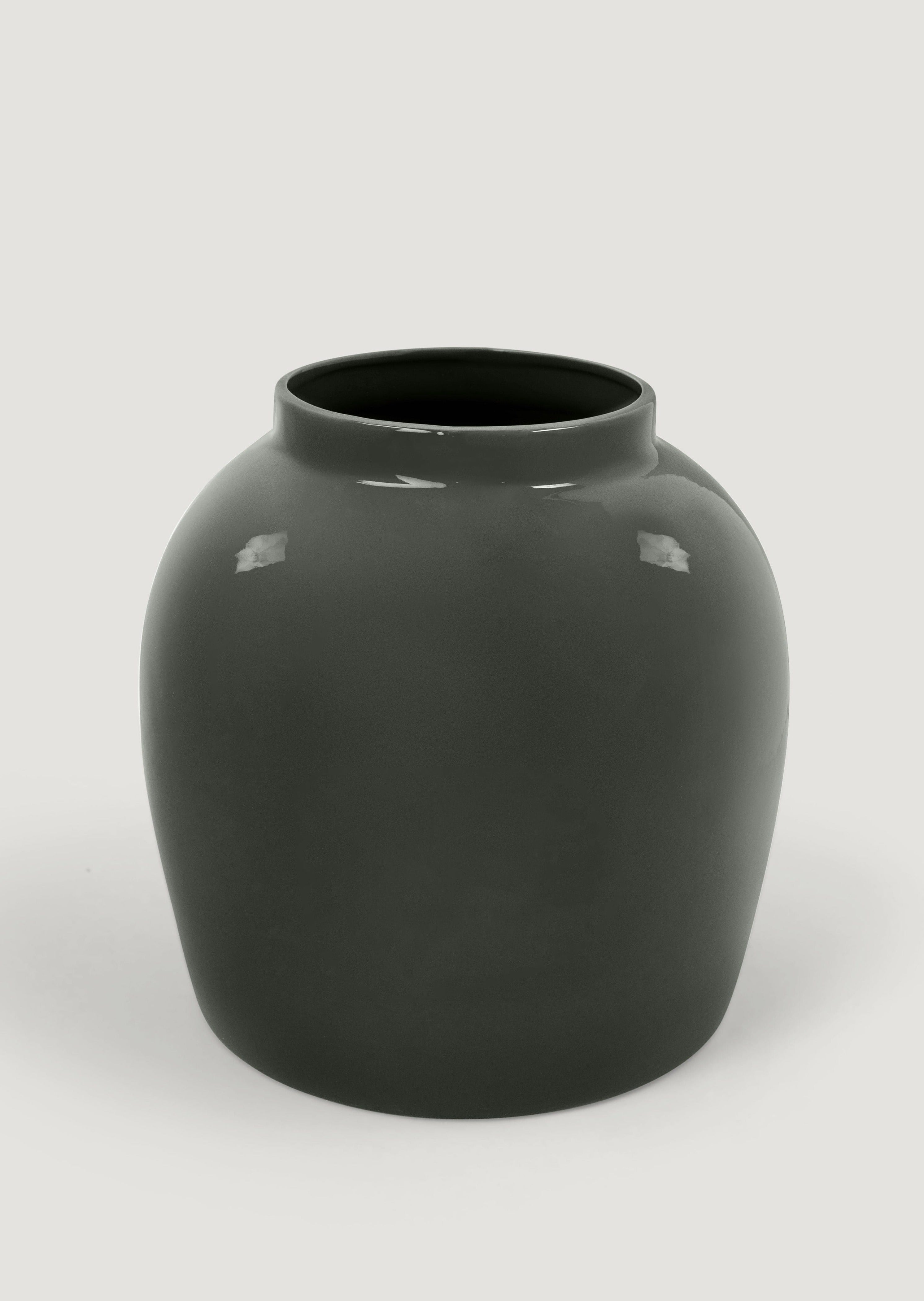 Glossy Smoked Taupe Jar Vase