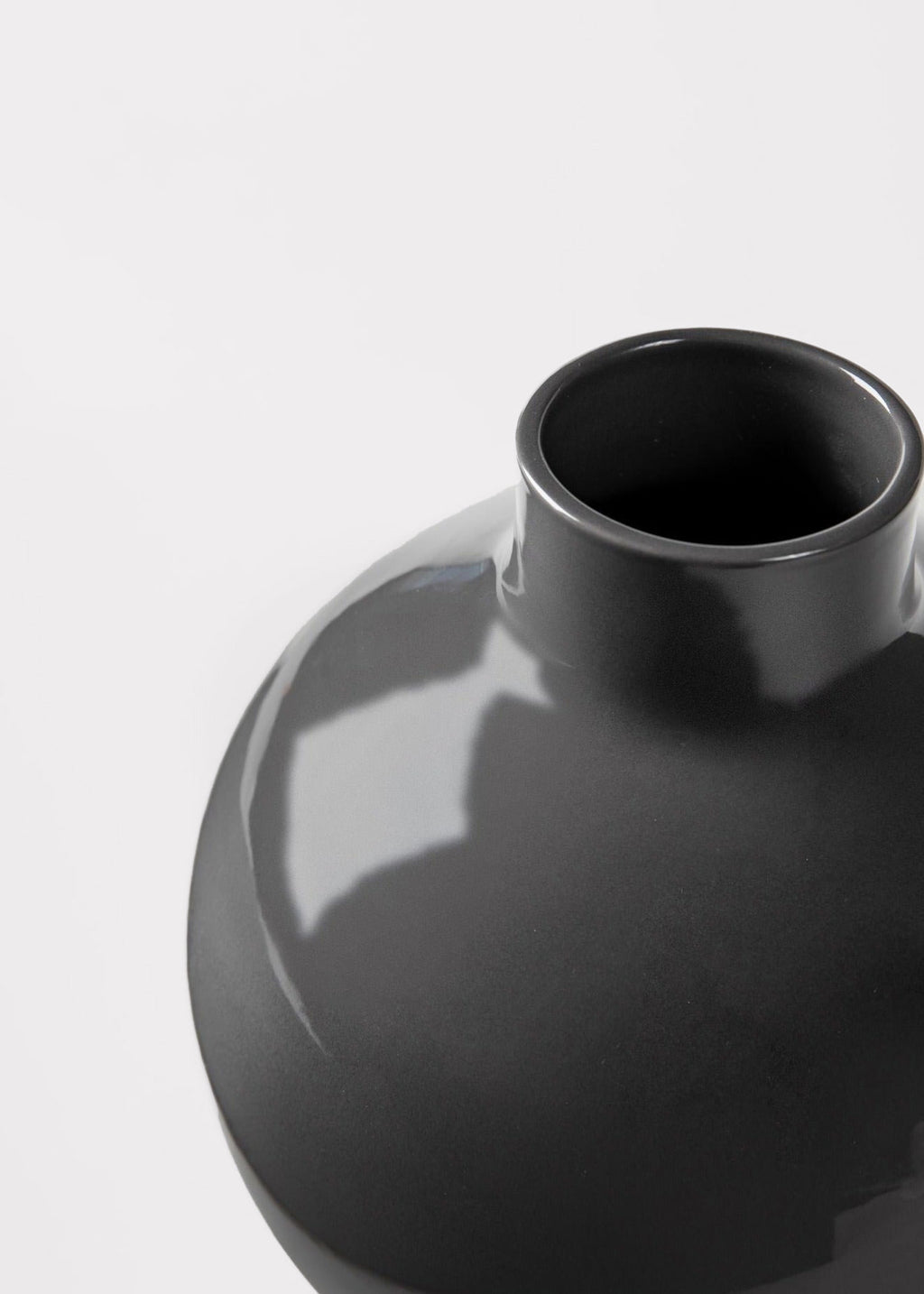 Close-up of the Afloral Ceramic Small Round Glossy Smoked Taupe Vase