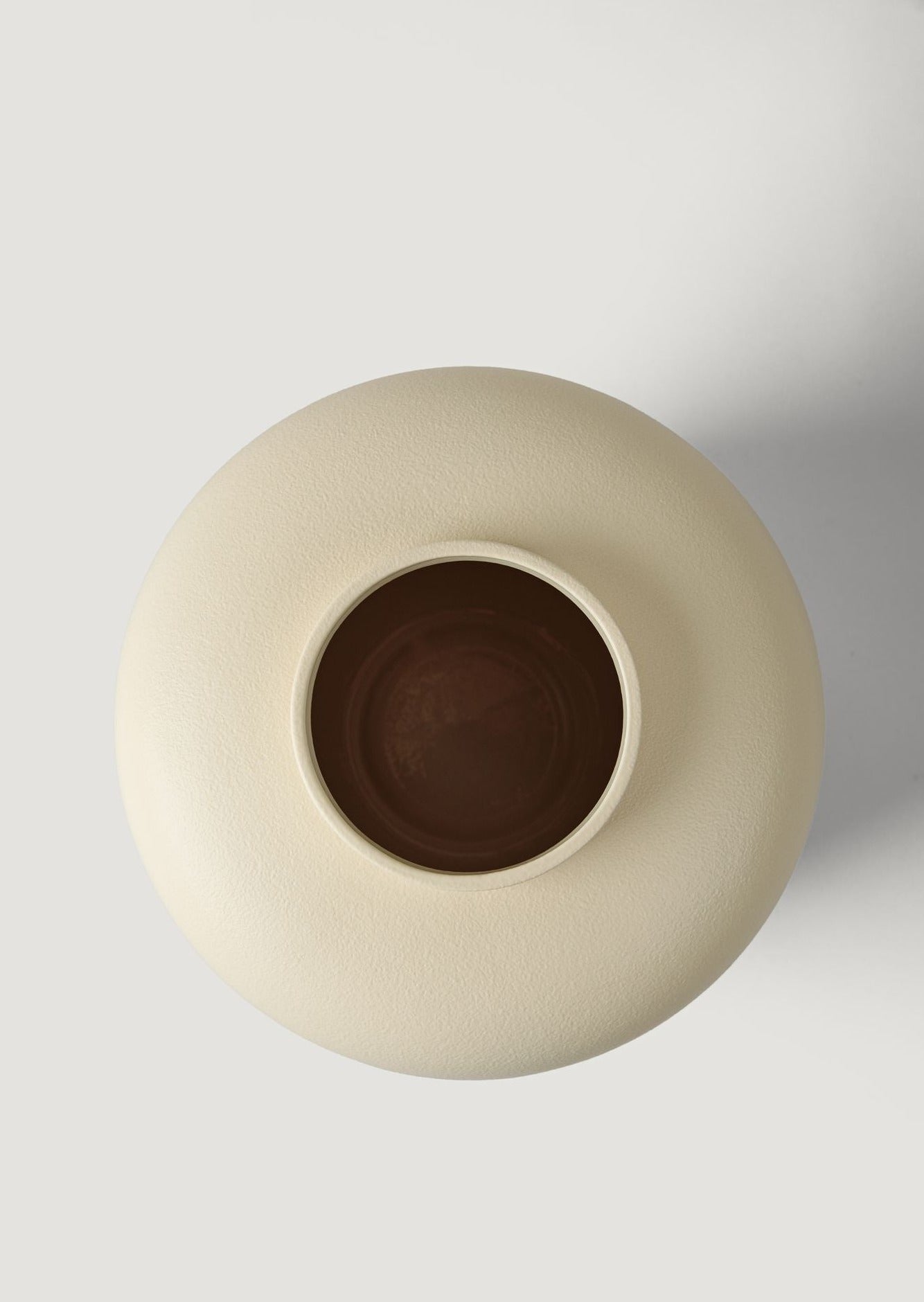 Top View of Large Stoneware Vase in Vanilla Glaze