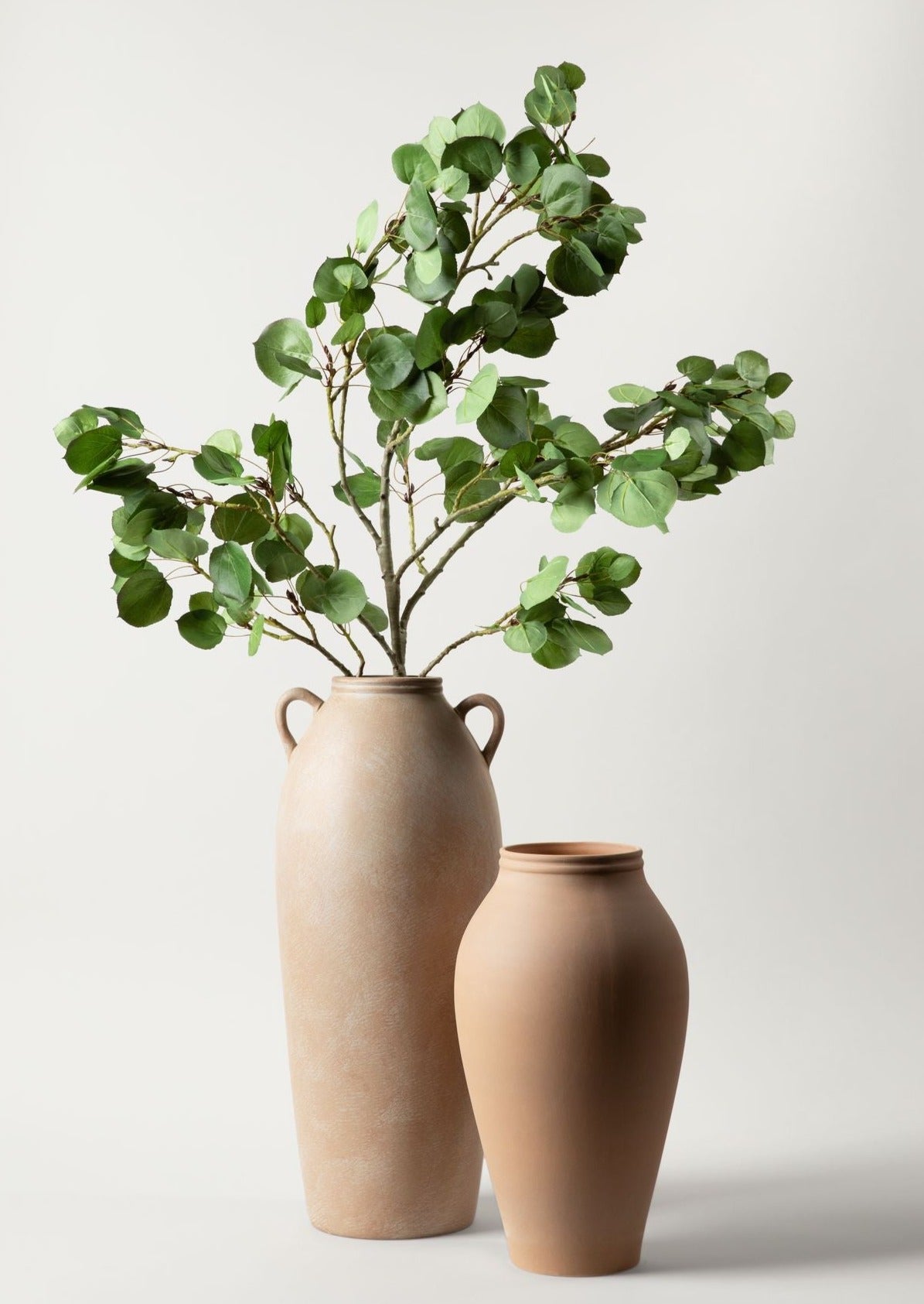 Tall Terracotta Vase Styled with Faux Aspen Branches