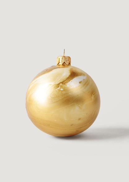 Gold Glass Christmas Ornament with Marble Design