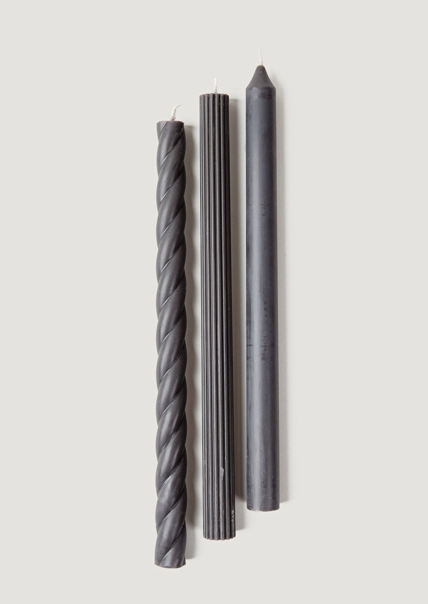 Set of 3 Taper Candles in Black