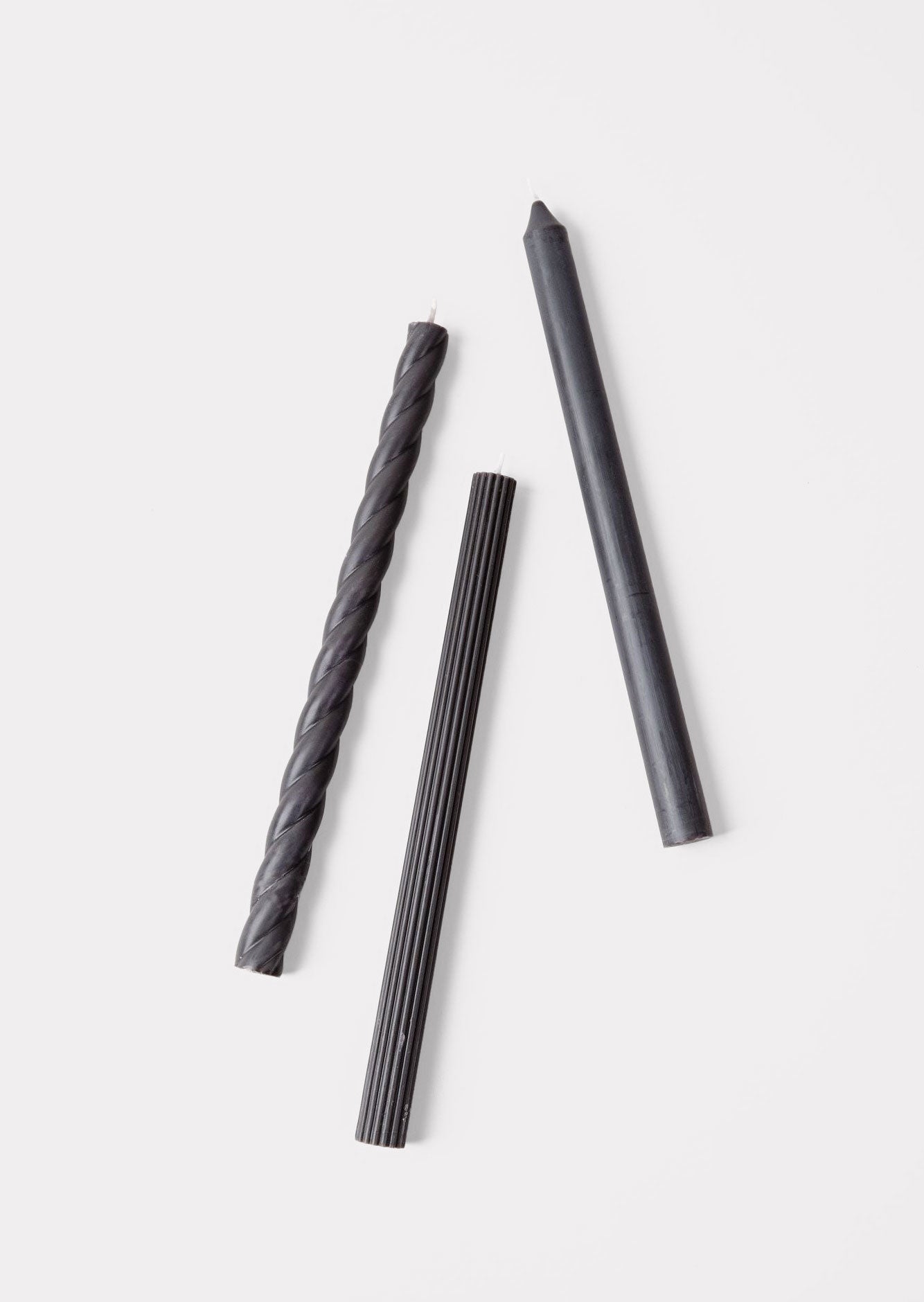 Set of 3 Black Taper Candles