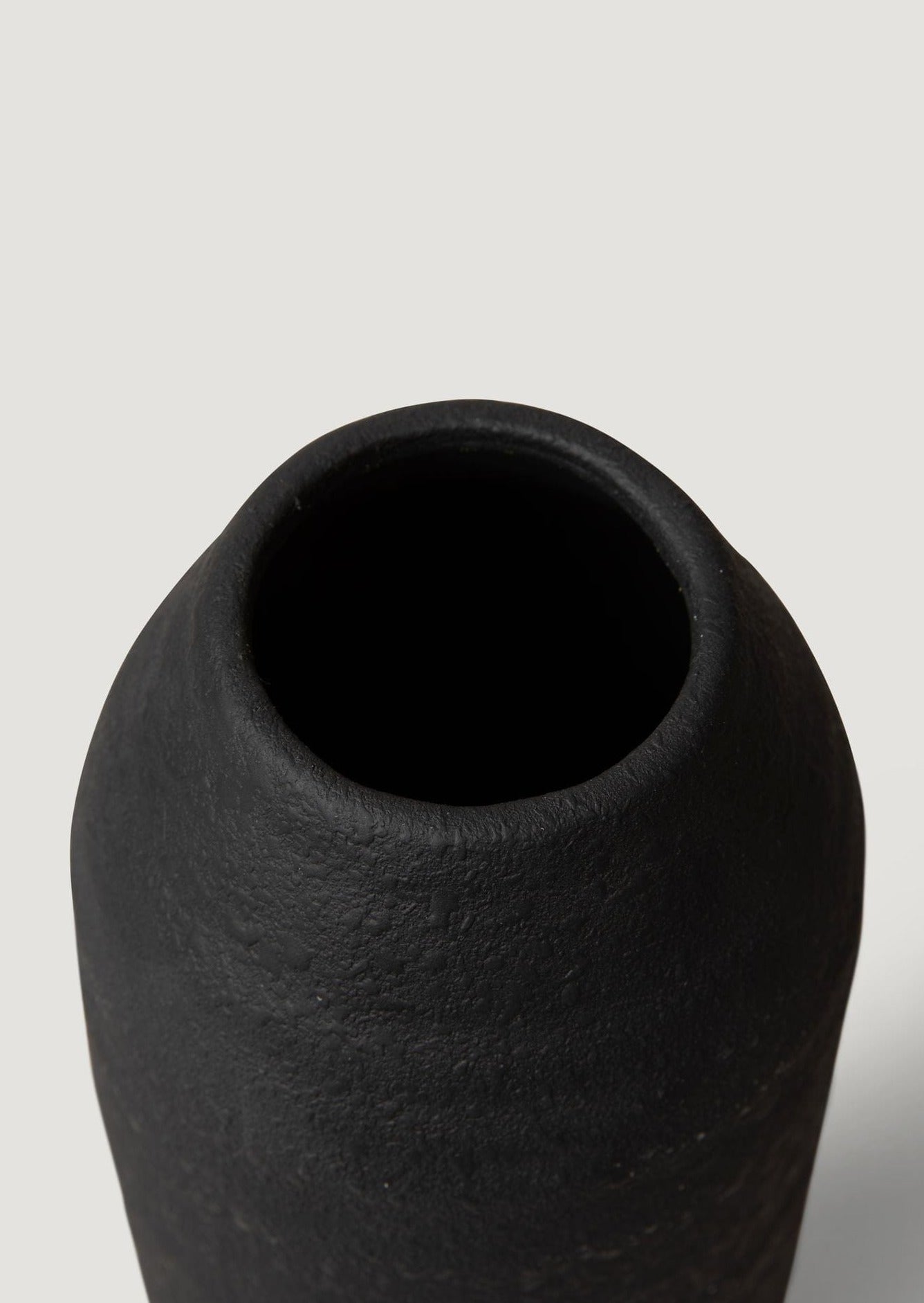 Top View of Geena Vase in Glazed Black Ceramic
