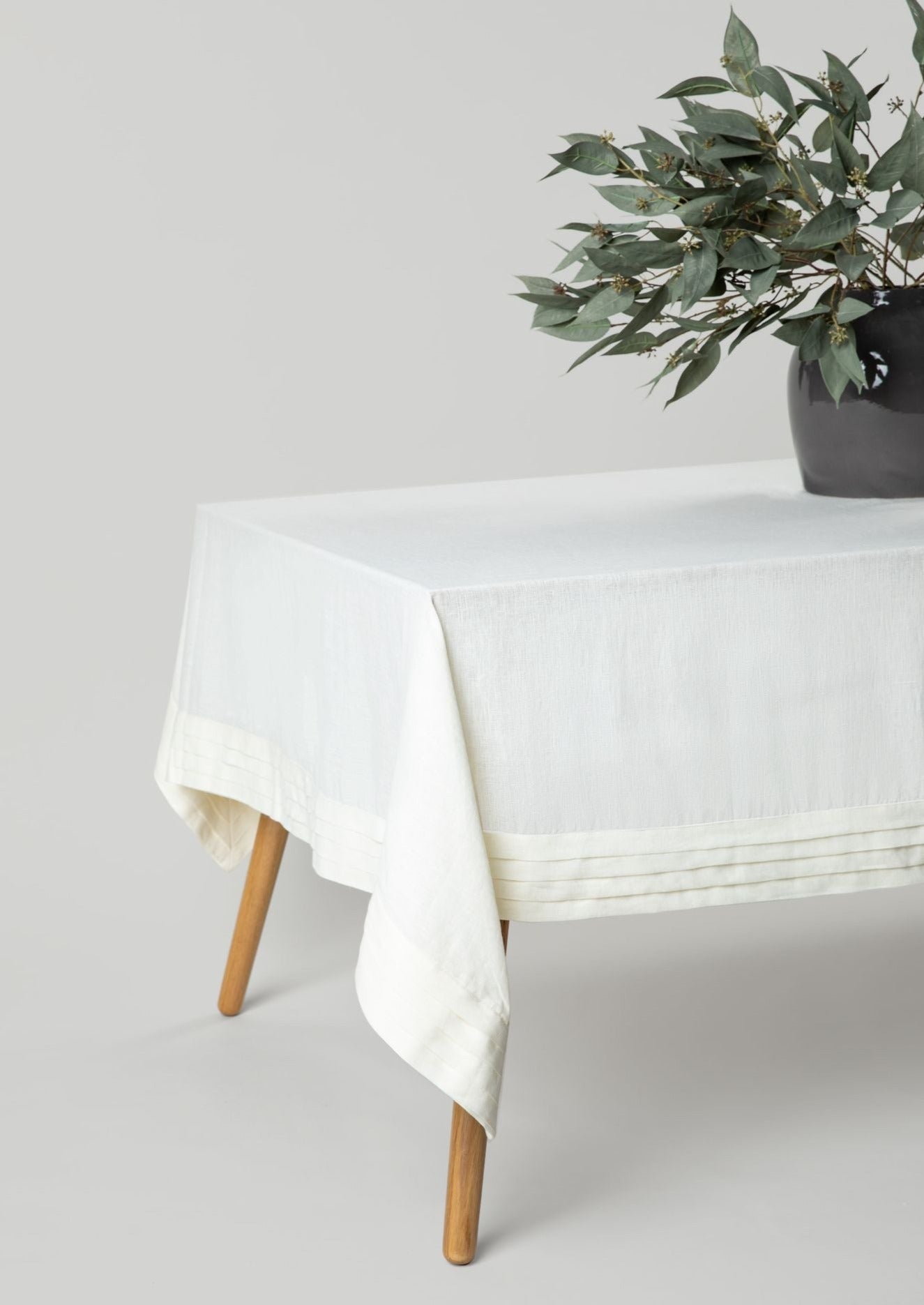 Ecru Pleated Tablecloth by Malaika Linen