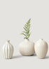 Second White Round Bud Vase in Set of 3 Styled with Faux Fern Leaf