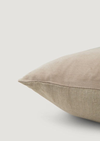 Velvet and Linen Pillow in Light Grey