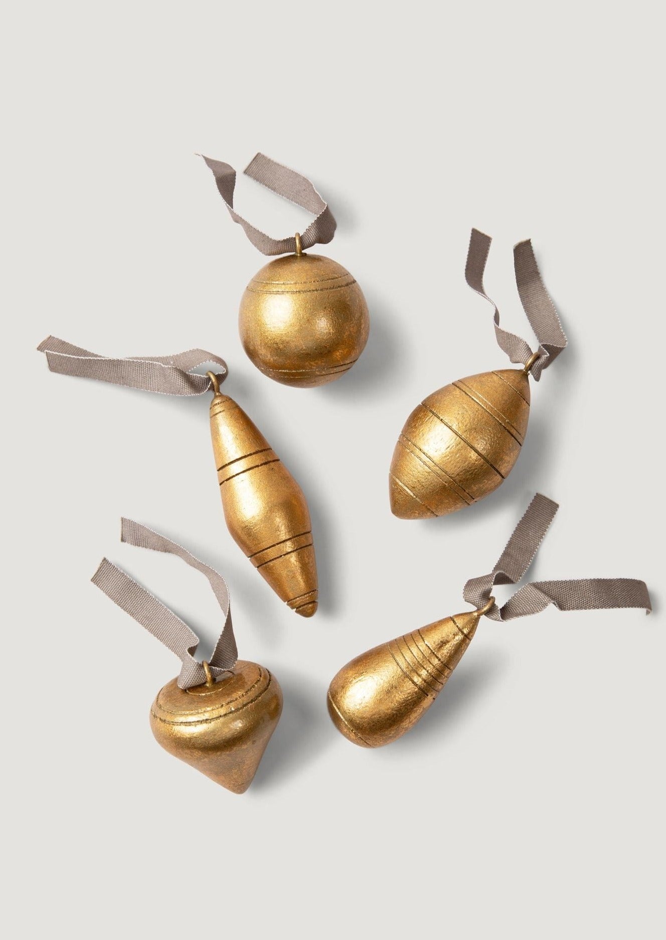Gold Hand-Carved Wood Ornaments