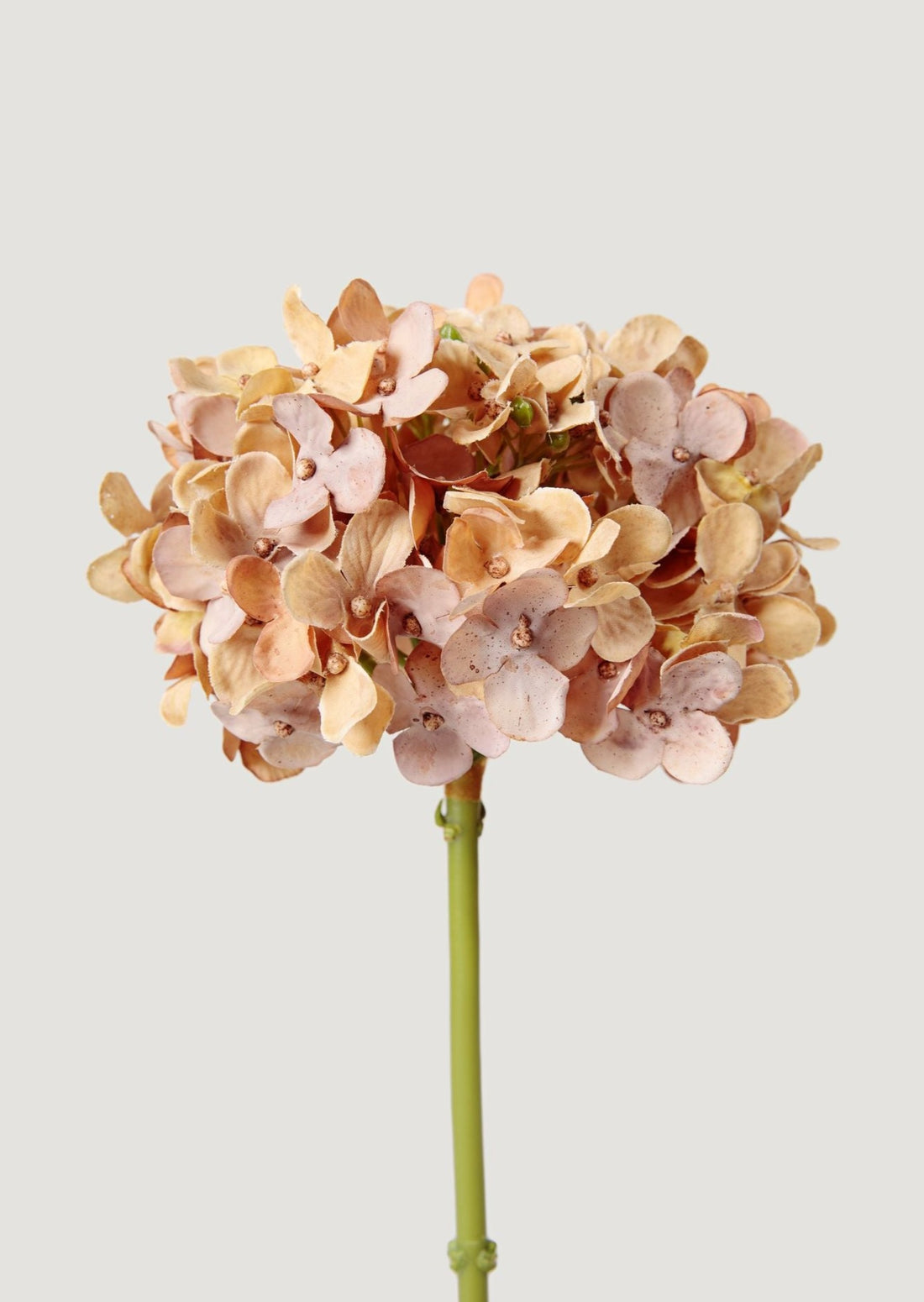 Rosy Brown Faux Hydrangea Flower Stem with Dried Look