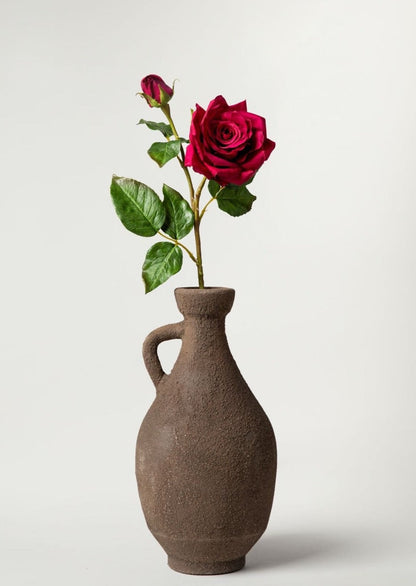 Handmade Amanda Vase with Faux Fuchsia Rose