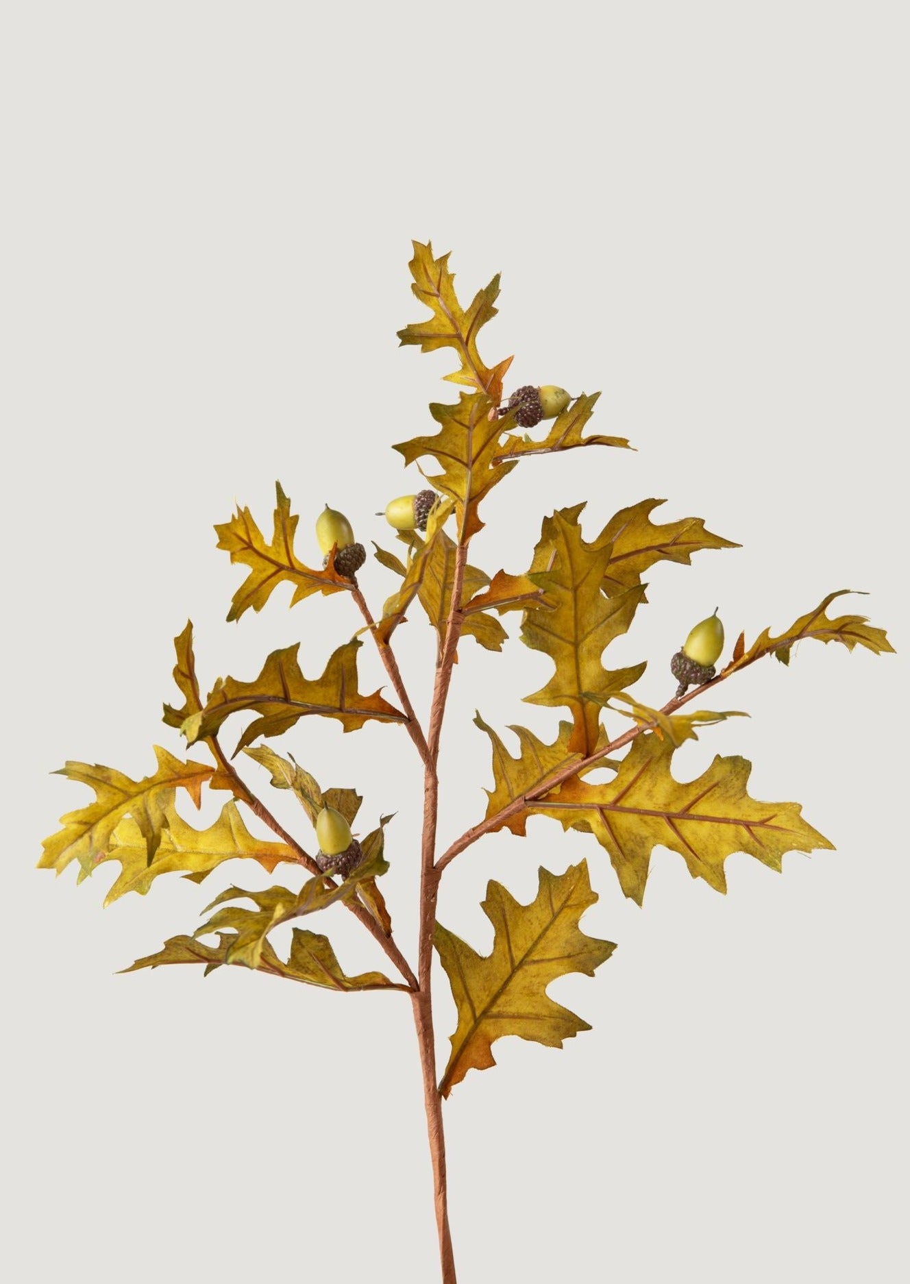 Golden Yellow Faux Fall Oak and Acorn Branch