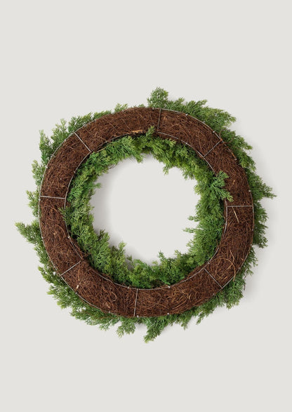 Back of Artificial Cedar and Juniper Wreath