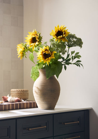 Faux Sunflowers Arranged with Queen Anne&