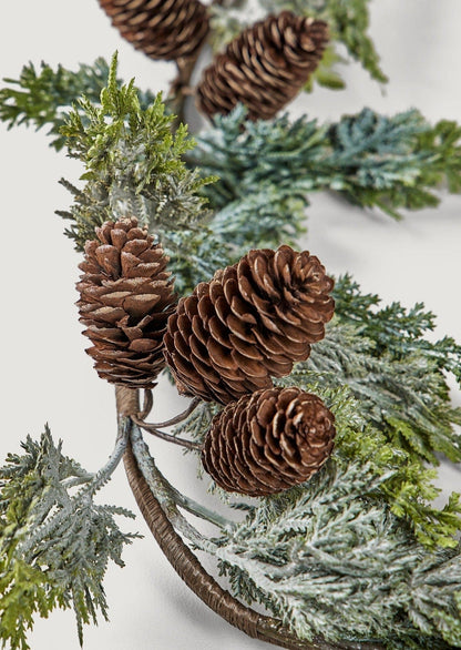 UV Treated Artificial Cedar Greenery Holiday Garland with Cones at Afloral