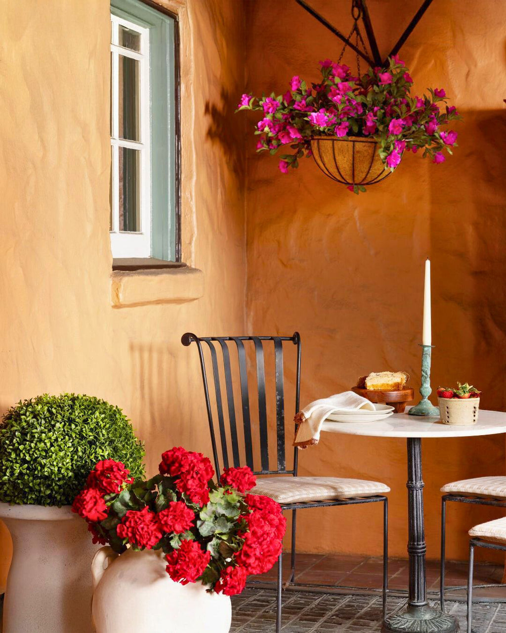  Faux Hanging Azalea Bush and Geraniums