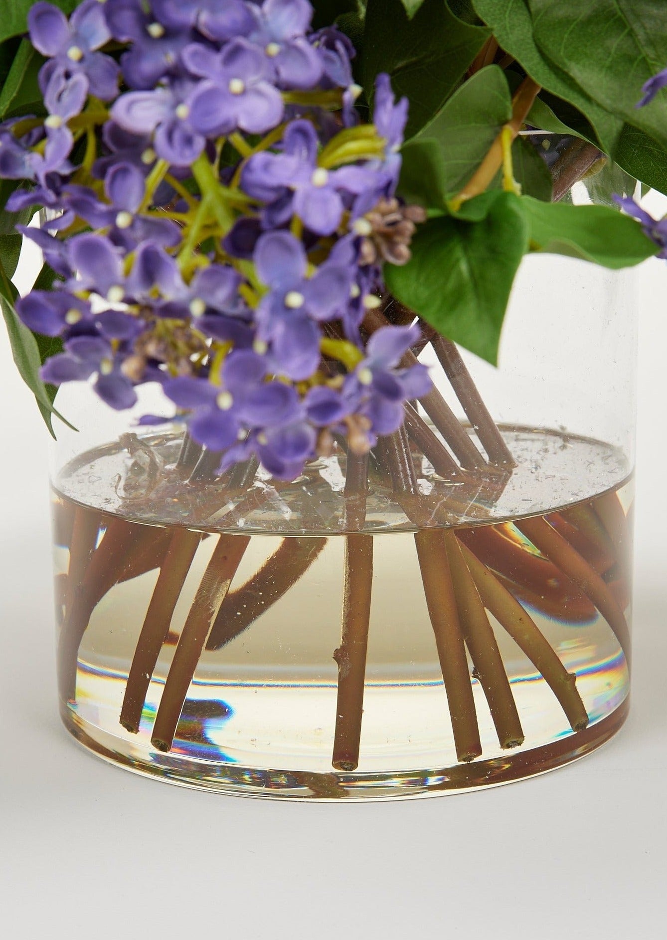 Acrylic Water in Purple Faux Lilac Flower Vase Arrangement at Afloral
