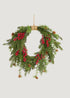 Faux Cedar and Red Berry Wreath with Pine Cones