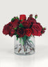 Faux Arrangement of Red Roses in Glass Vase 