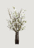 Large Fake Cherry Blossom Branch Arrangement in Glass Vase