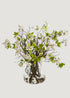 Large White Fake Blossom Flower Arrangement in Glass Vase