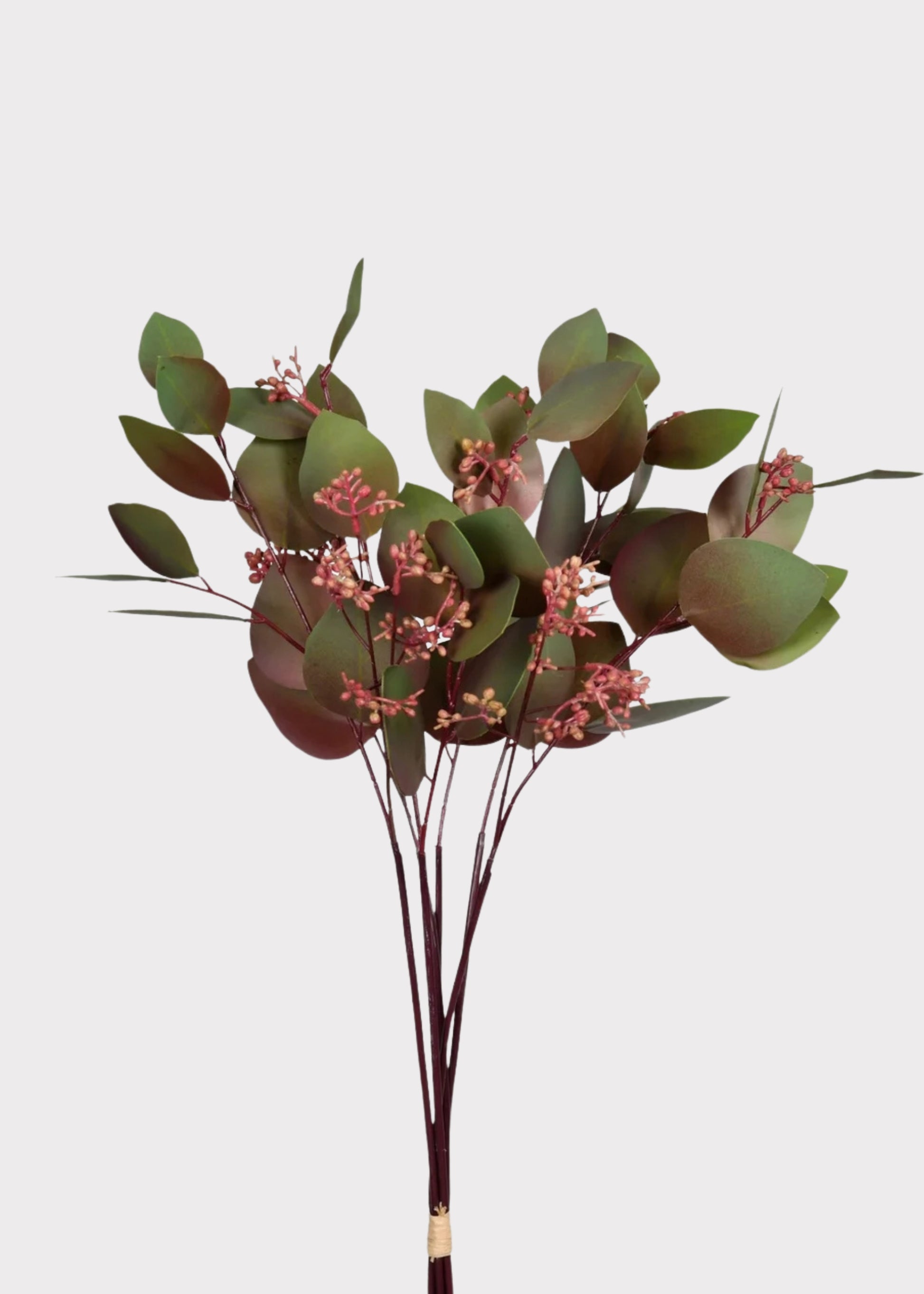 Fall Burgundy Green Faux Eucalyptus Leaf Bundle
