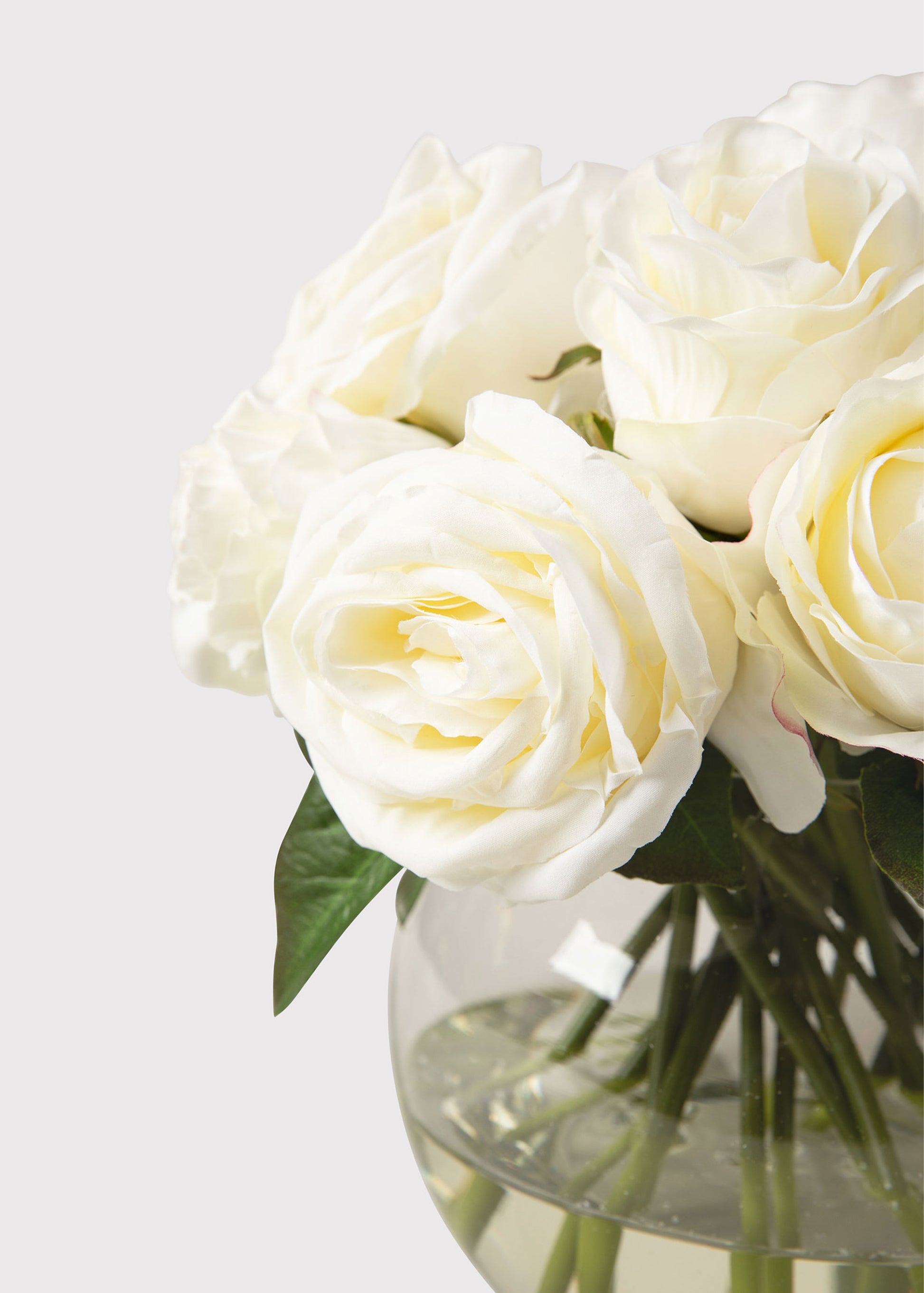 Cream White Faux Rose Arrangement Closeup