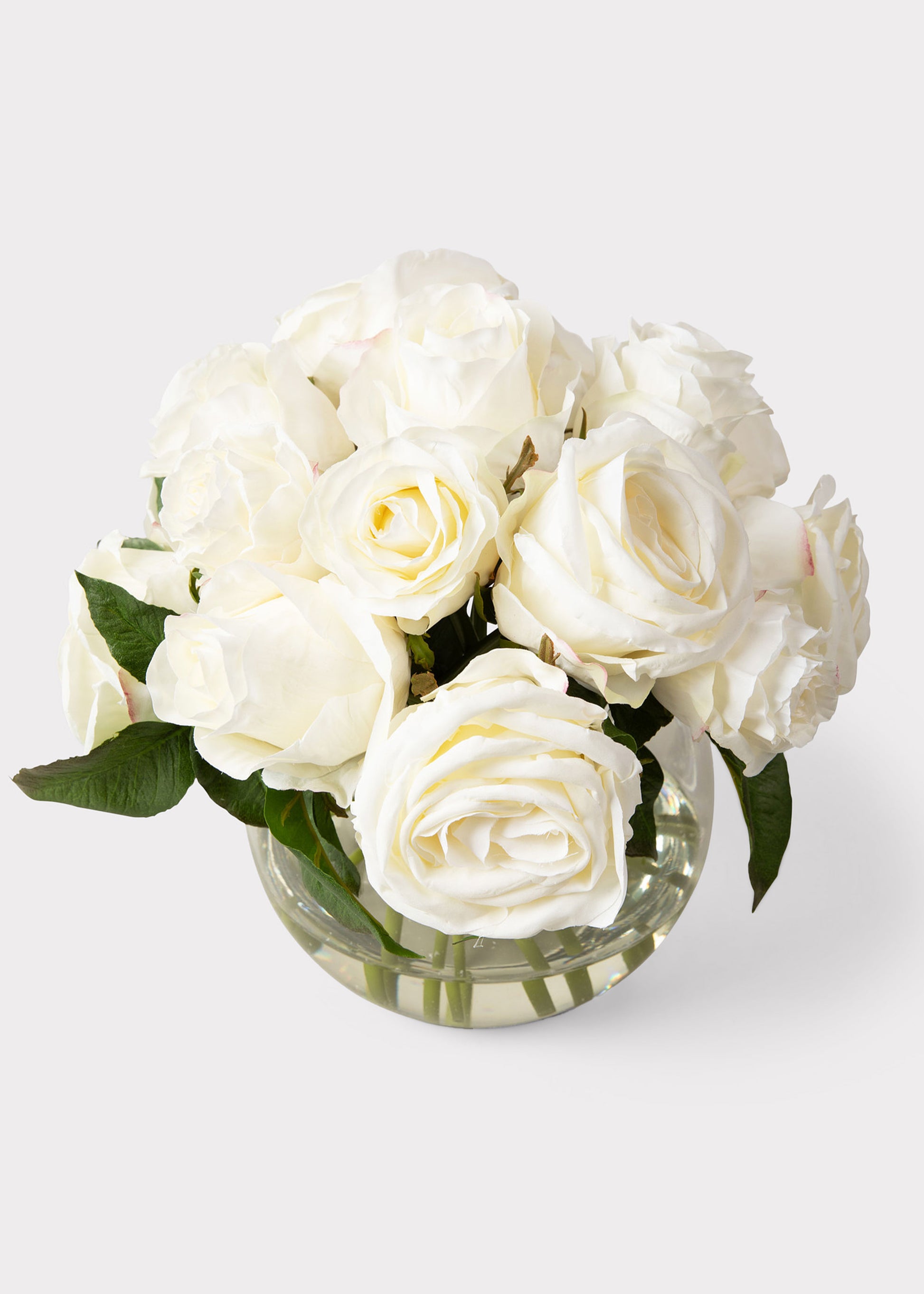 Real Touch Cream Roses Premade Arrangement