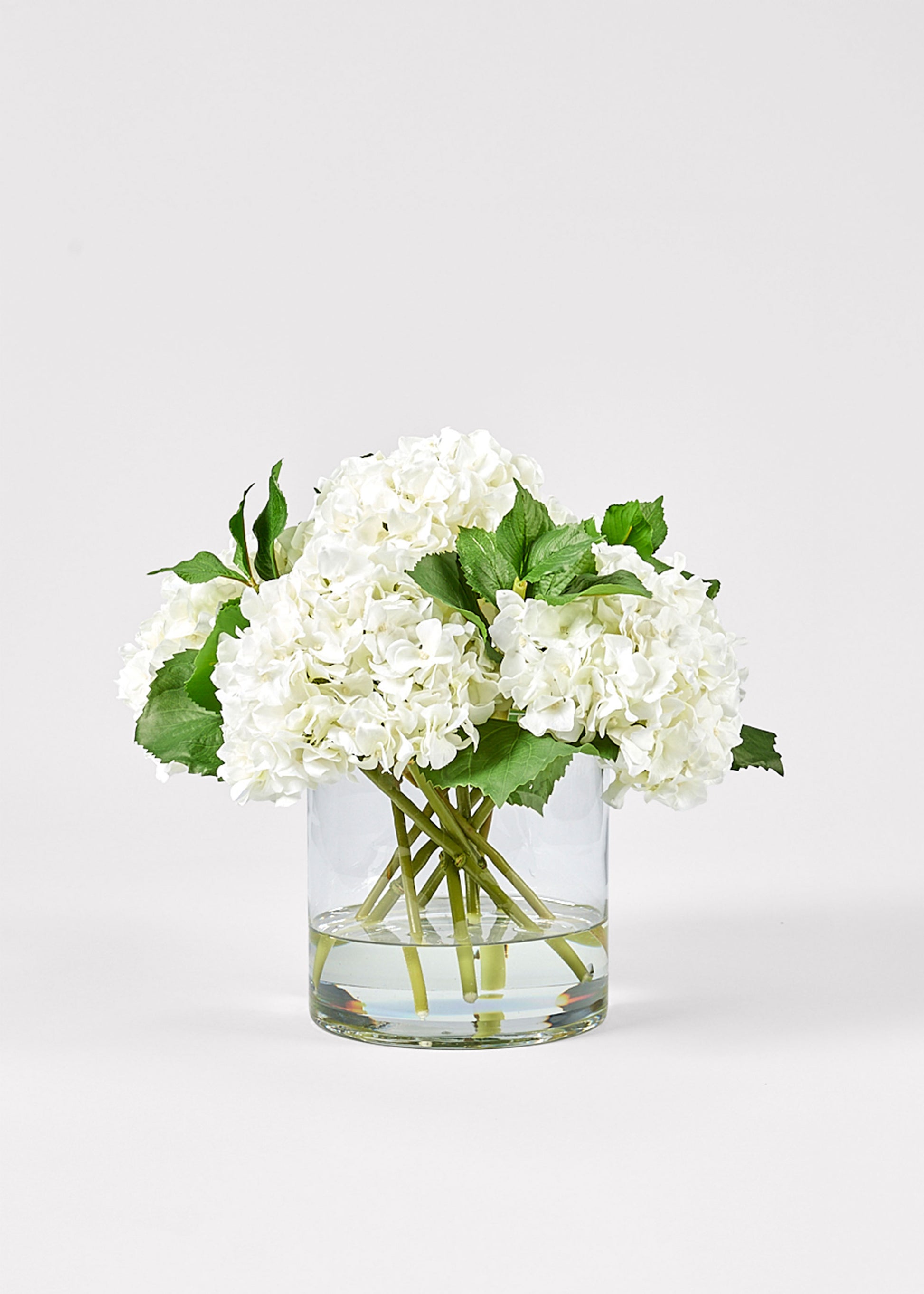 Artificial Flower Arrangements White Hydrangea in Glass Vase at Afloral