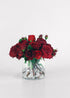 Faux Arrangement of Red Roses in Glass Vase 