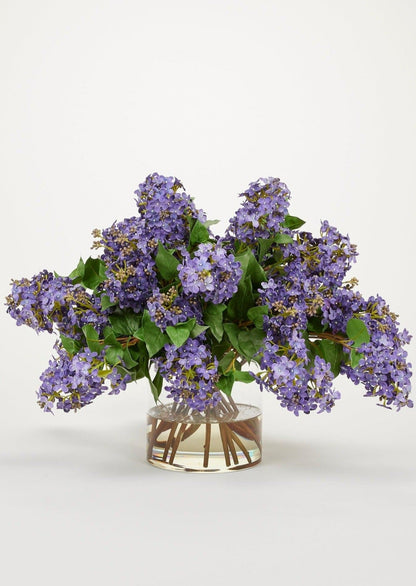 Purple Artificial Lilac Flower Arrangement in Glass Vase at Afloral