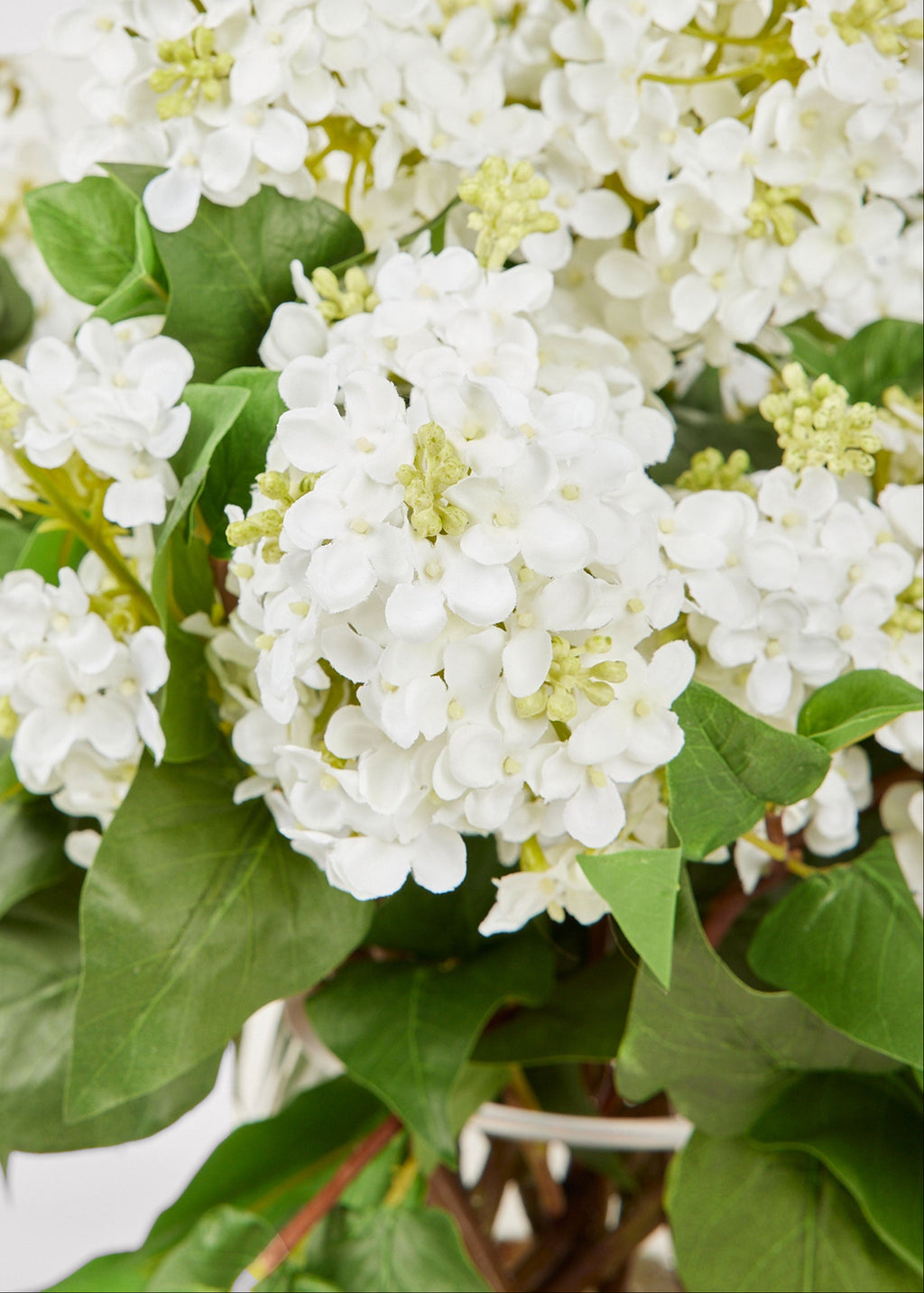 Glass Vase Arrangement with White Artificial Lilac Flowers