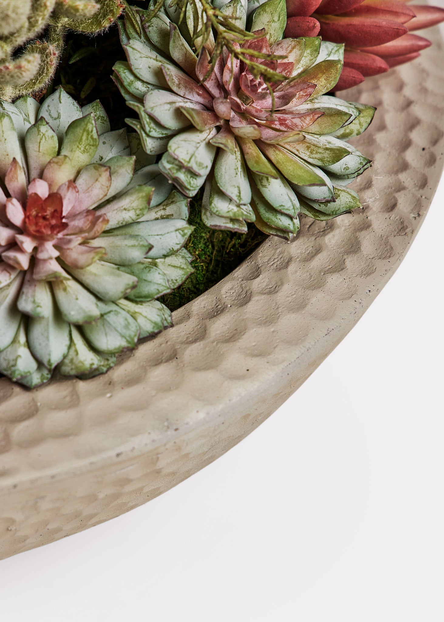 long faux succulent planter Handcrafted Faux Mix Succulents In Bowl 13"