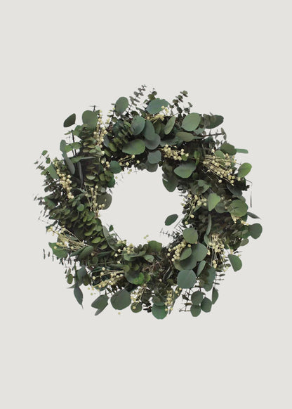 Preserved Eucalyptus Leaf and Flax Wreath