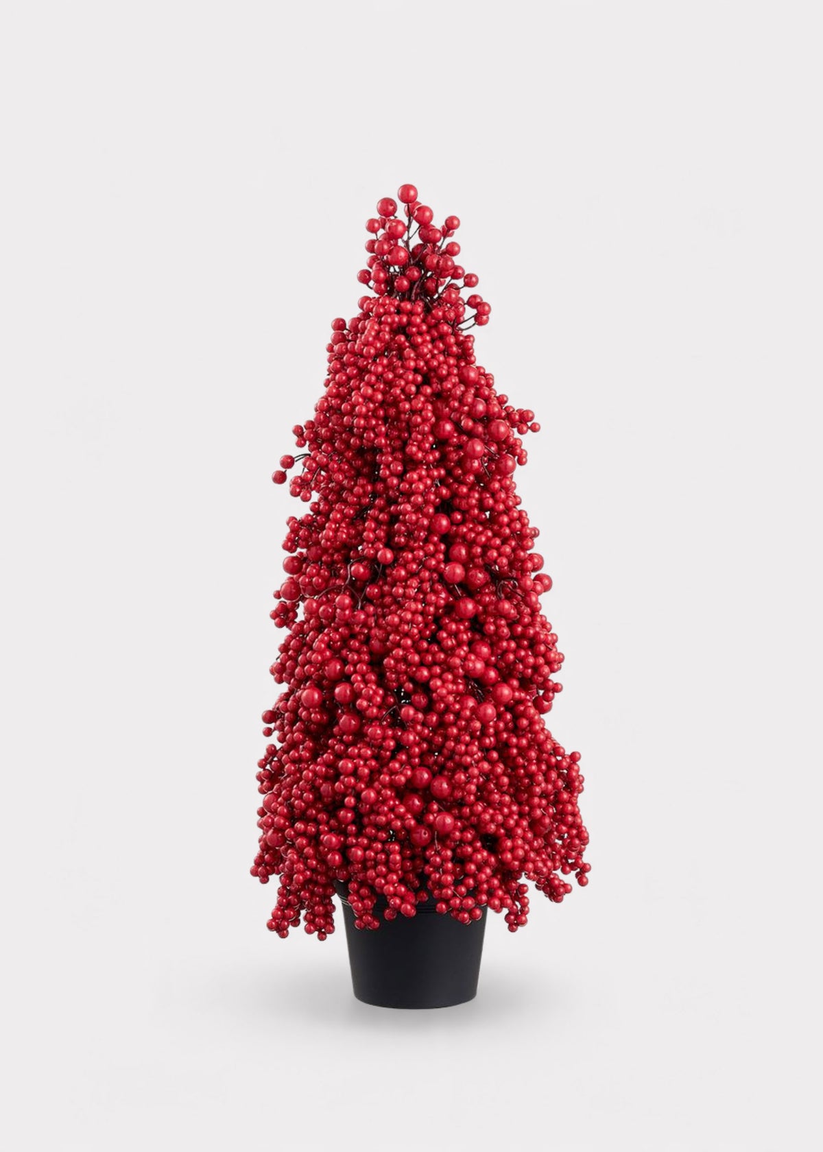 Holiday Red Fake Berry Topiary Tabletop Tree in Pot 

