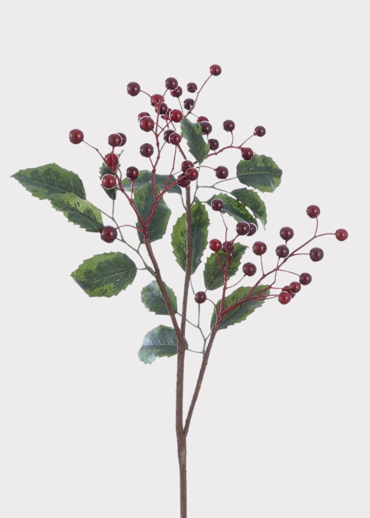 Burgundy Fake Christmas Berry and Leaf Branch