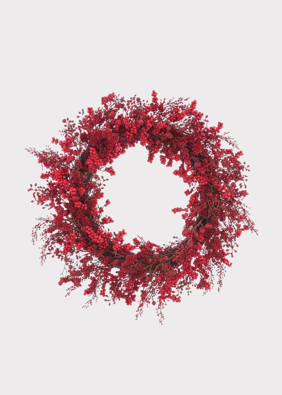 Red Artificial Berry and Sedum Christmas Wreath