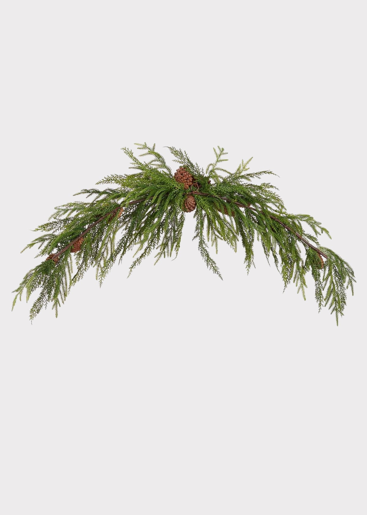 Back of a Artificial Winter Pine and Cone Mantel Swag