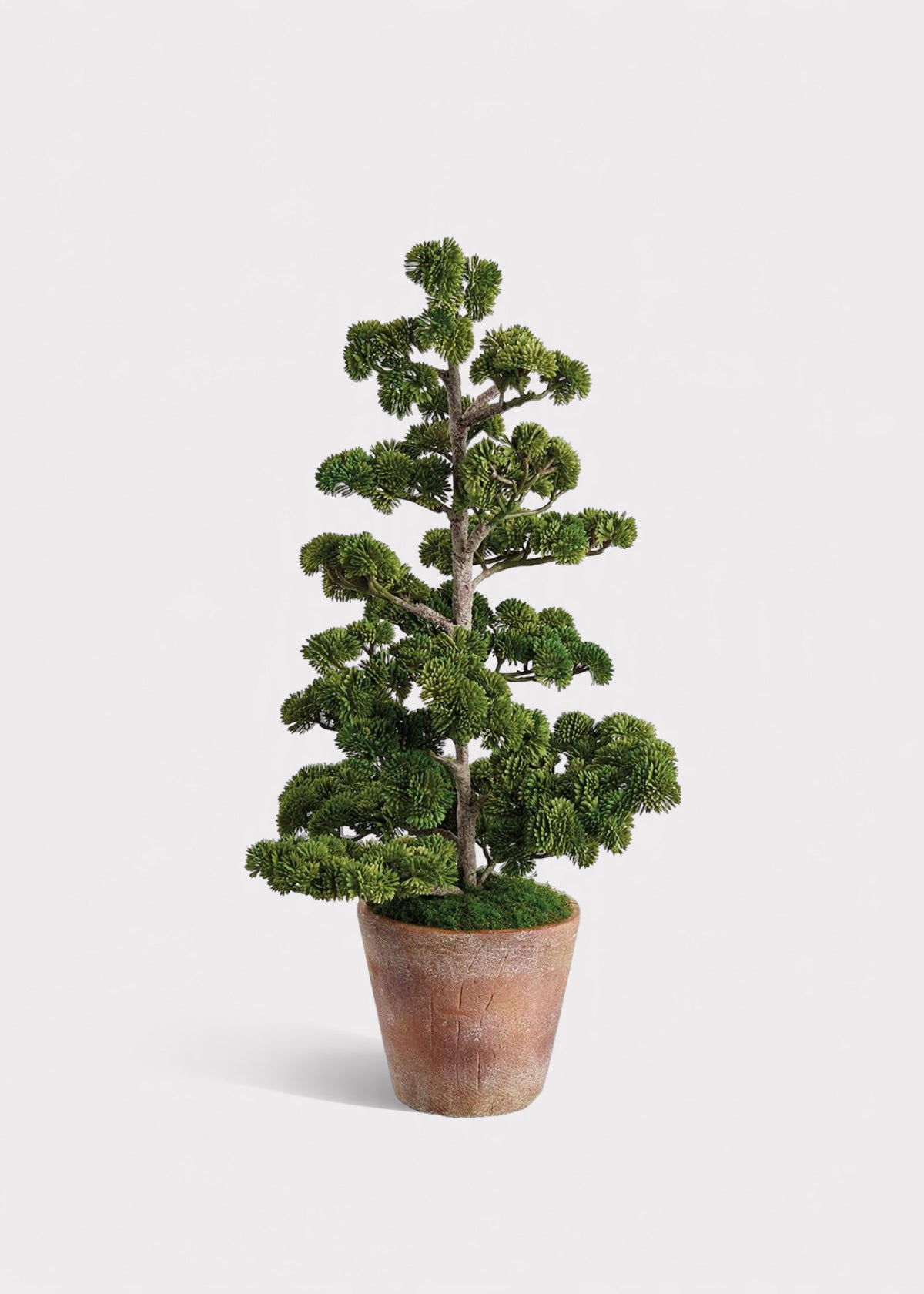 Fake Ming Pine Tree Winter Potted Plant in Cement Pot 