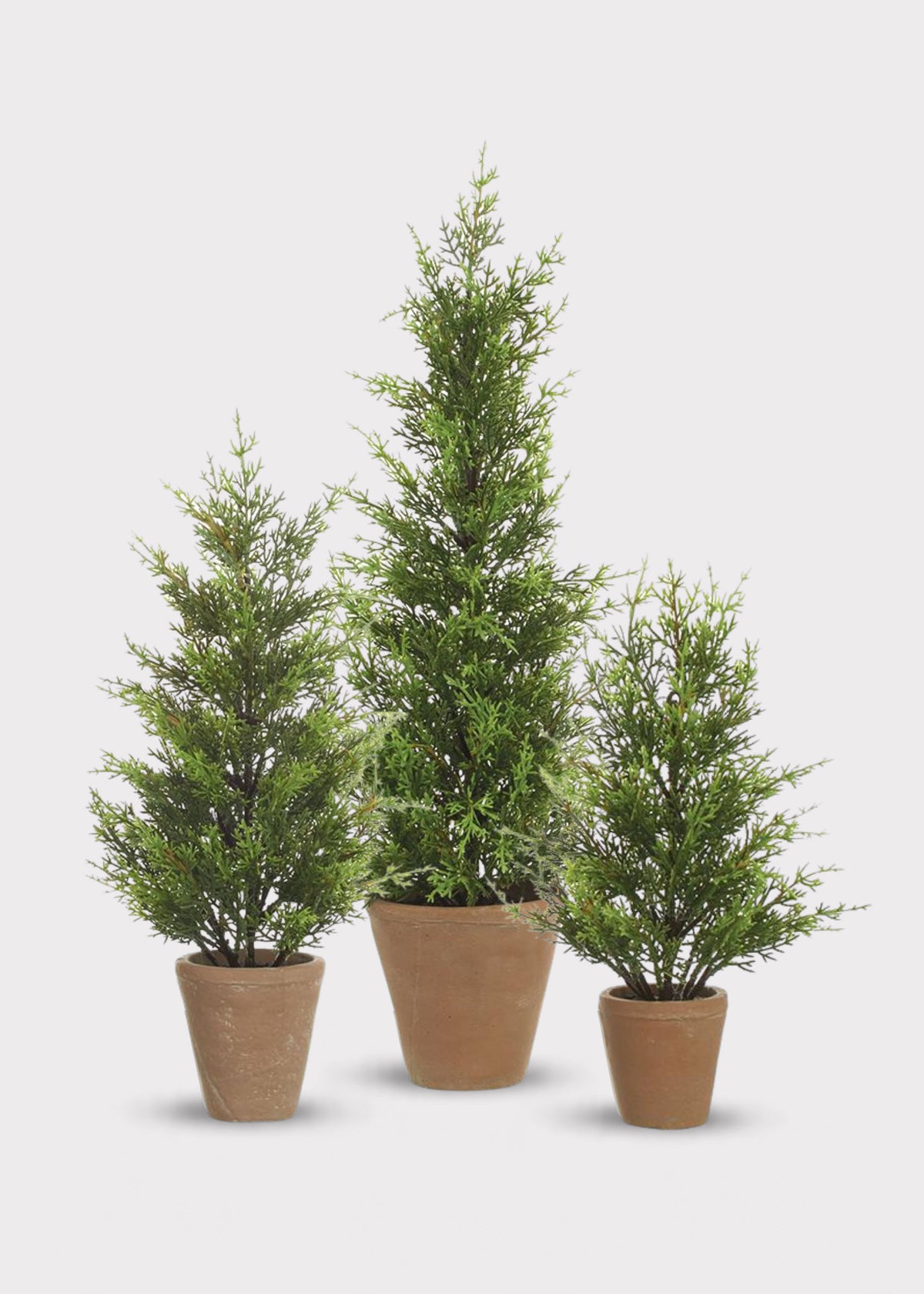 Set of 3 Fake Juniper Potted Tabletop Holiday Trees