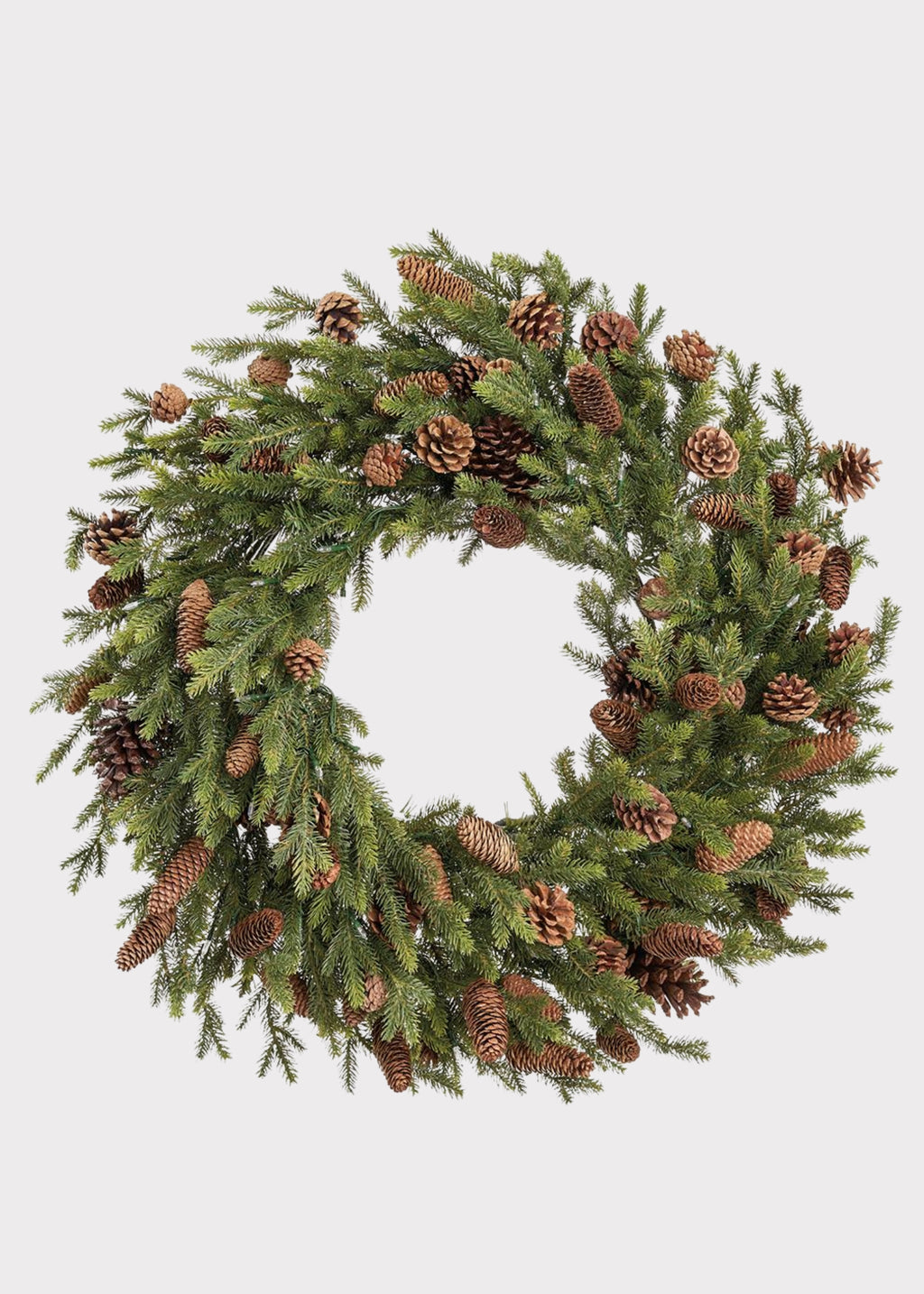 Fake Spruce and Cone Pre-Lit Holiday Wreath with LED Lights 