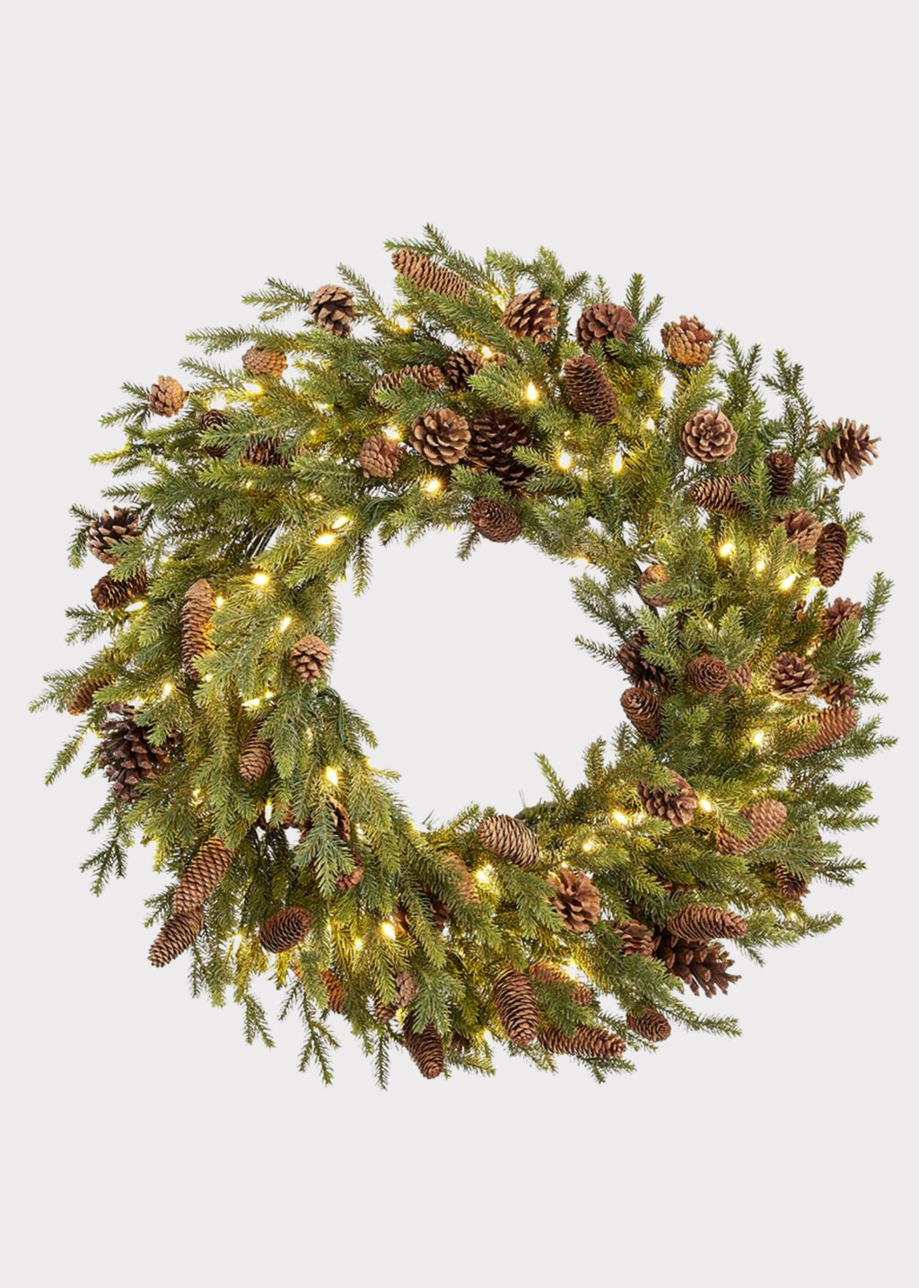Large Fake Spruce Pre-Lit Holiday Wreath 