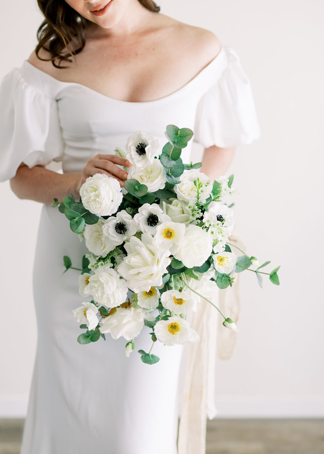 Bridal Bouquet with Faux Anemones