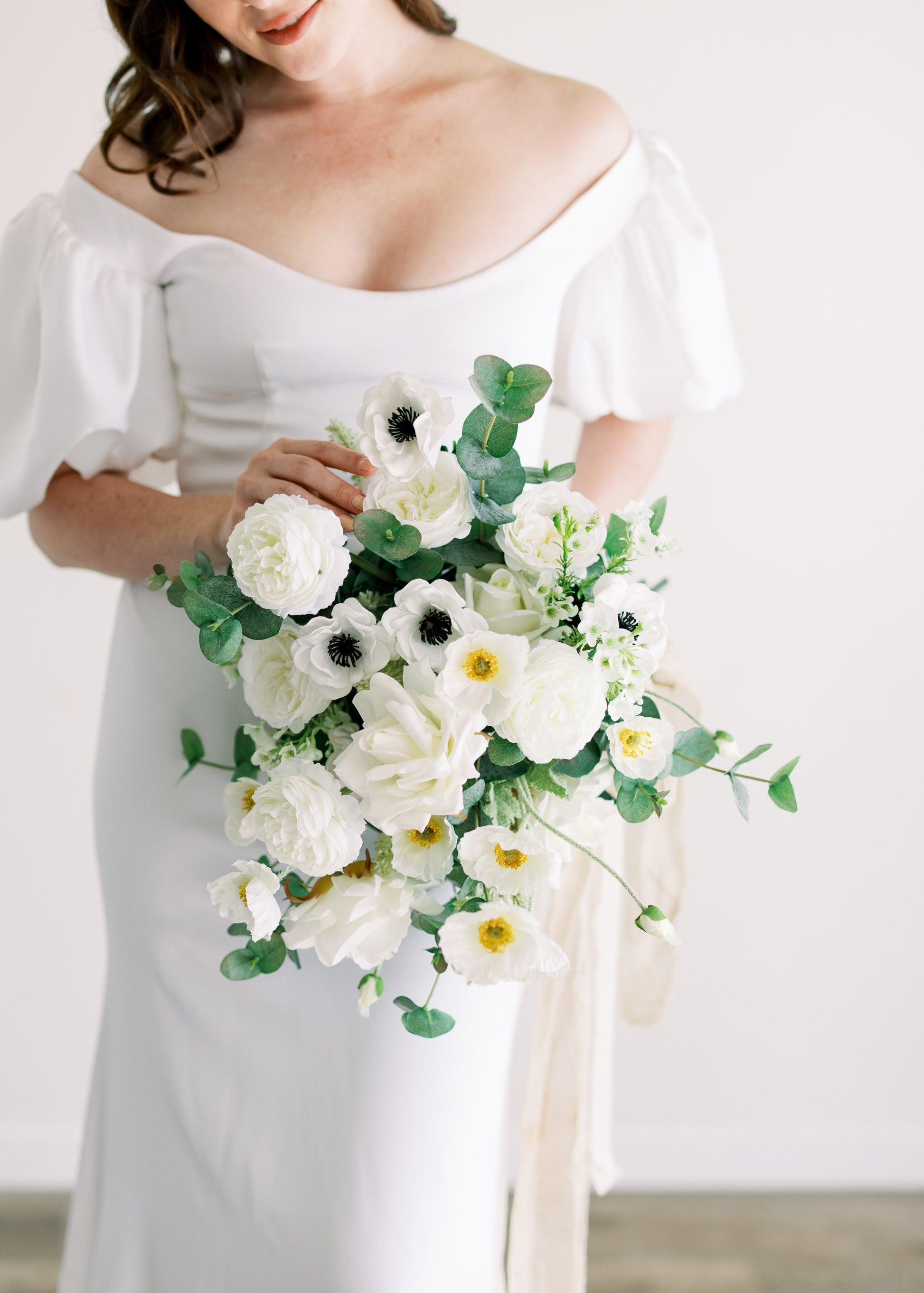 Bridal Bouquet with Faux Anemones