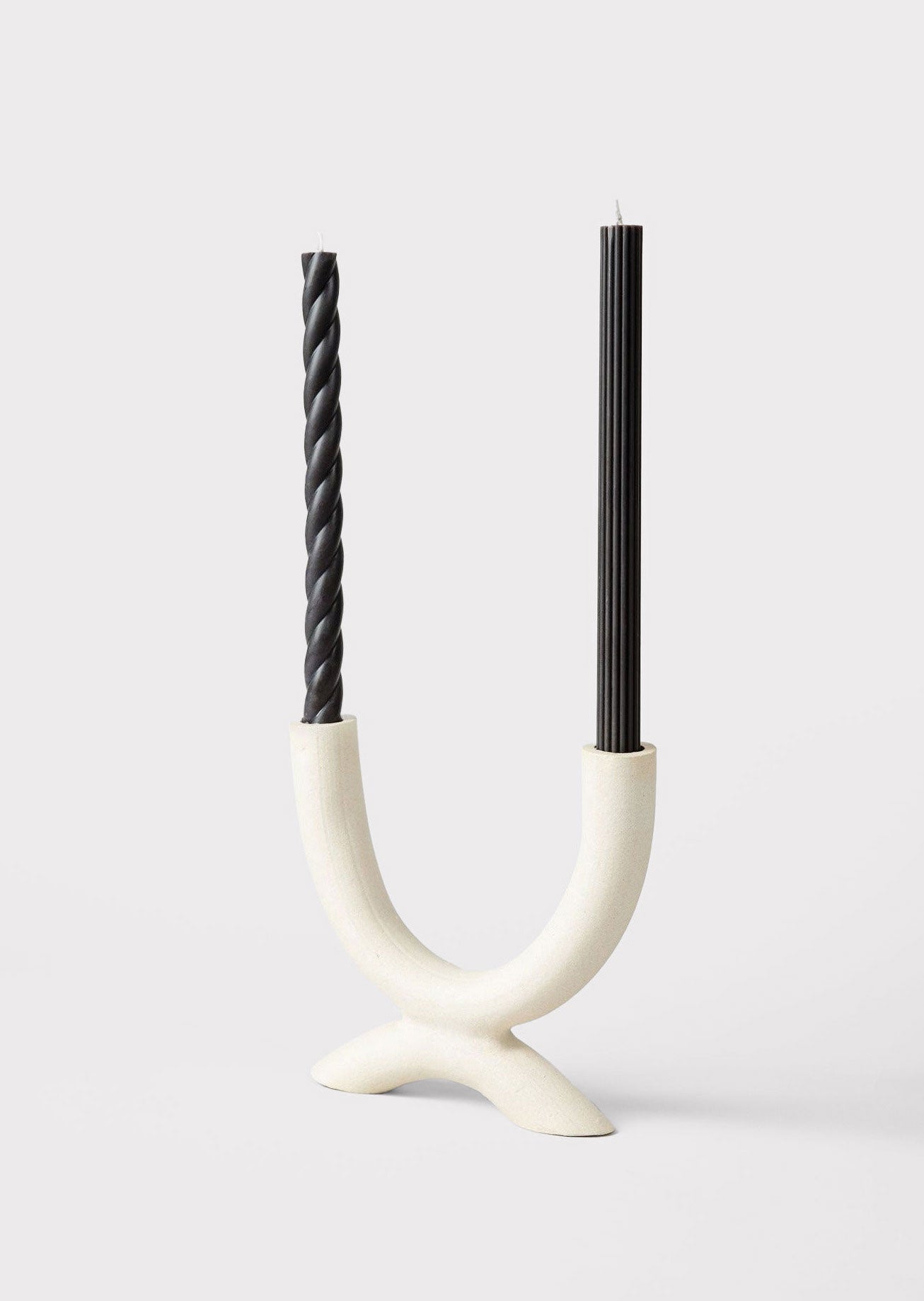 Black Taper Candles in Ceramic Candle Holder