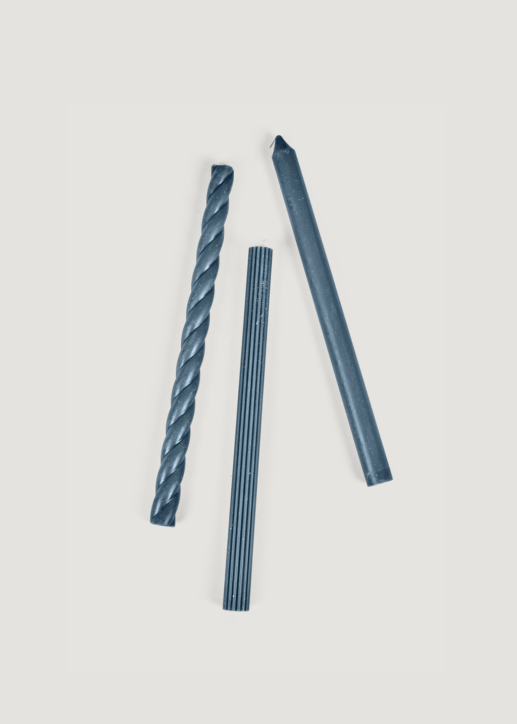 Set of 3 Navy Blue Taper Candles at Afloral