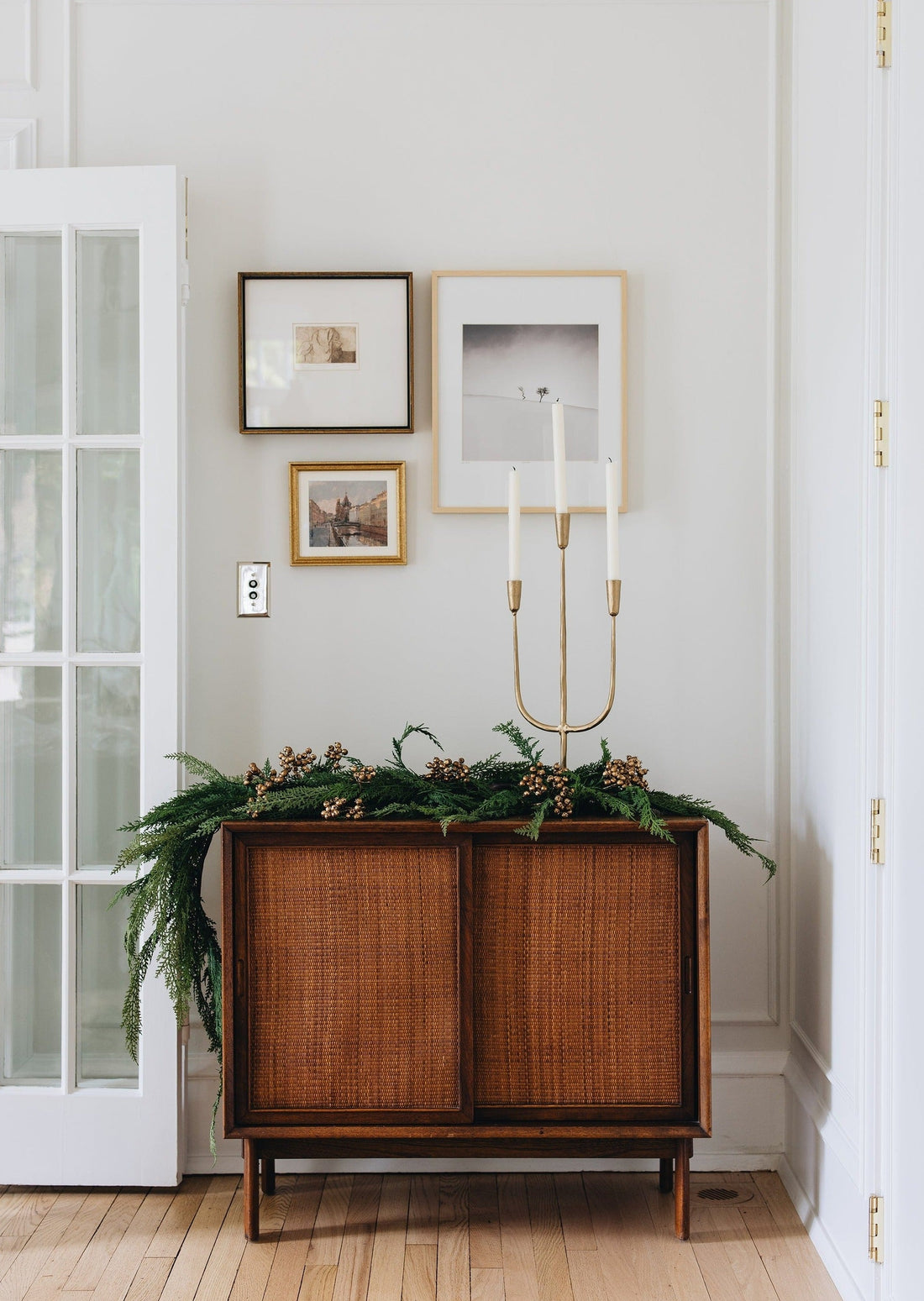 Afloral Faux Cedar Garland Decorated with Gold Berries