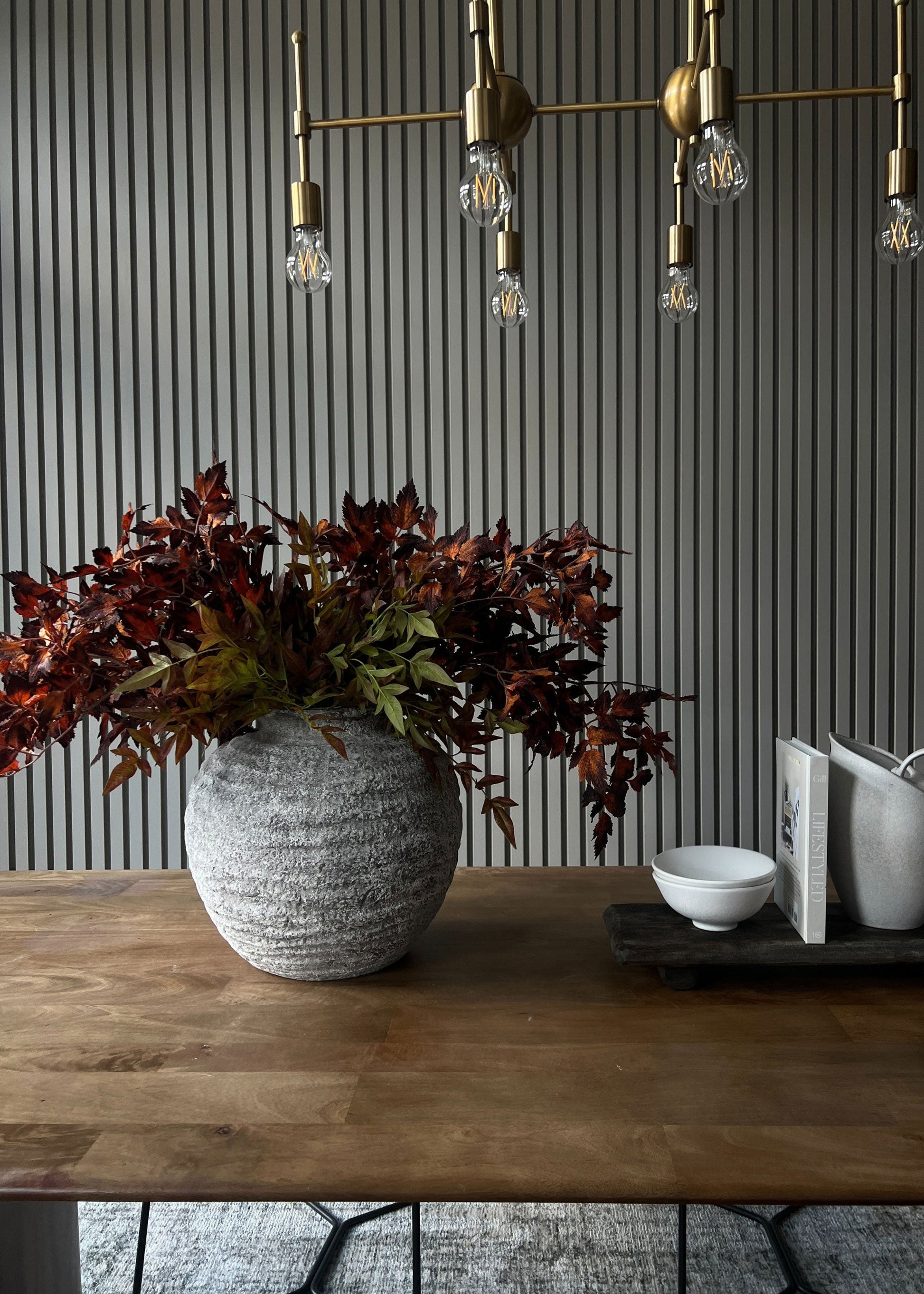 Cimicifuga and Nandina Leaf Branch Arranged in Vase